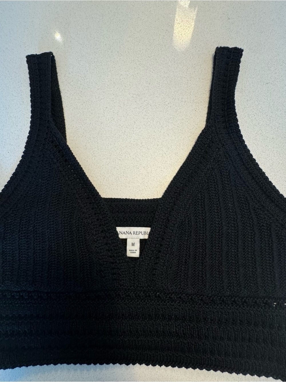 Banana Republic Black Cropped Knit Tank Top